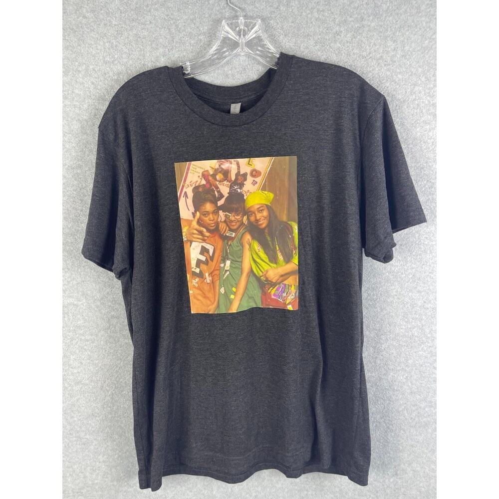 TLC Rap Group T Shirt Men's Size L Black Retro Hip Hop Tee Left Eye 90's‎